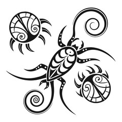 Abstract scorpion tattoo design