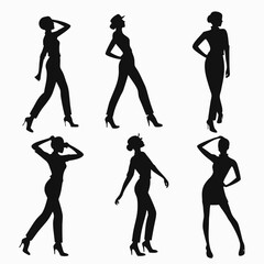 Silhouettes of women in various poses