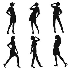 Silhouettes of women in various poses