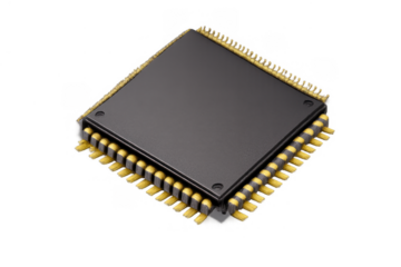 Microchip processor unit for computing devices showing advanced semiconductor technology, transparent background