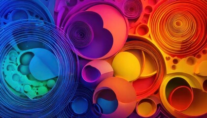 Vibrant Abstract Composition of Colorful Circular Shapes and Forms.