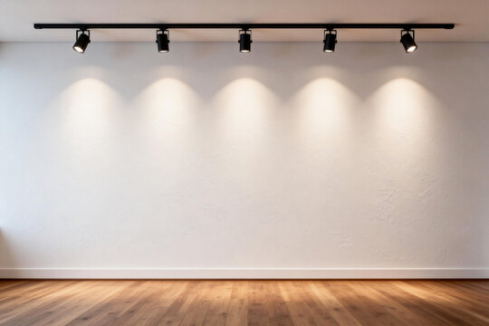 Empty Modern Room with Track Lighting and Wooden Floor