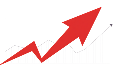 Business arrow shows growth direction