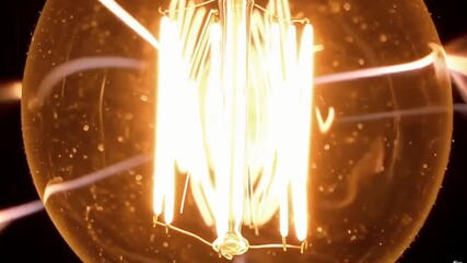 Tungsten Light Bulb on Black Background with Plexus Network Effect