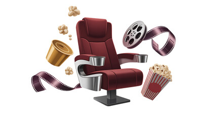 Watching a cinema art movie with popcorn magic