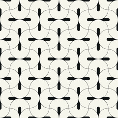 Vector seamless pattern. Stylish linear ornament with geometric arches. Regular monochrome texture featuring a grid of concentric semicircles. Basic essential surface design.