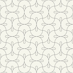 Vector seamless pattern. Stylish linear ornament with geometric arches. Regular monochrome texture featuring a grid of concentric semicircles. Basic essential surface design.