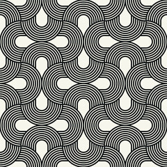 Vector seamless pattern. Geometric bold striped circles. Stylish monochrome striped background. Simple repeating swatch. Monochrome black ornament with concentric elements.