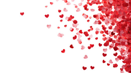 Red hearts confetti on transparent background