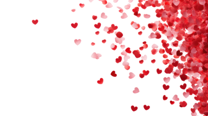 Red hearts confetti on transparent background
