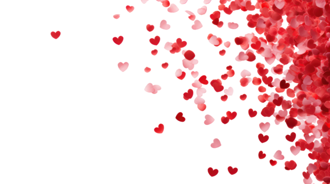 Red hearts confetti on transparent background - Powered by Adobe