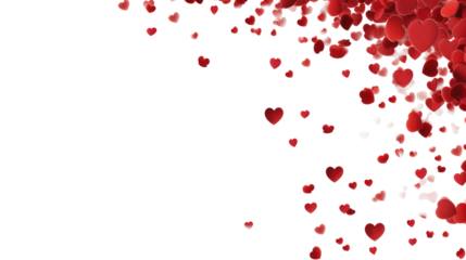 Red hearts falling on transparent background