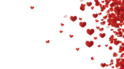 Red hearts confetti on transparent background