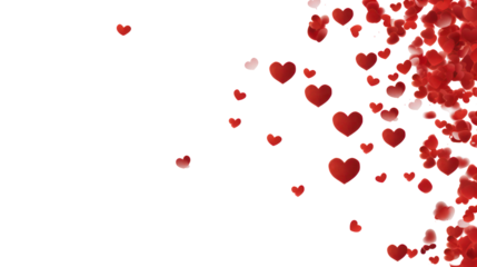 Red hearts confetti on transparent background
