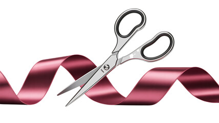 Scissors cutting red ribbon opening