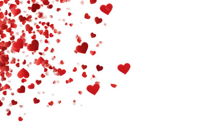 Red hearts floating on transparent background