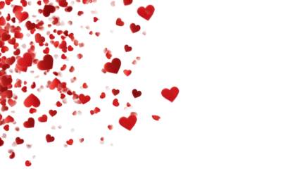 Red hearts floating on transparent background