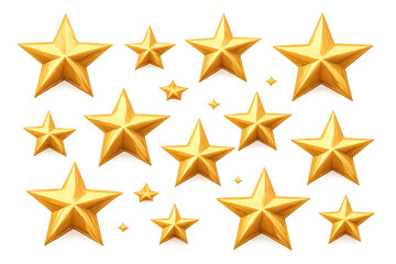 Obraz premium Gold stars floating background. Shiny 3d rendering elements showing success, quality, and celebration concept