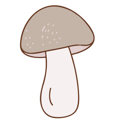 Brown Mushroom Simple Line Art Drawing Vector Illustration
