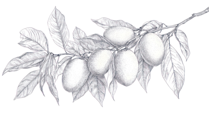 Lemon branch illustration on transparent background