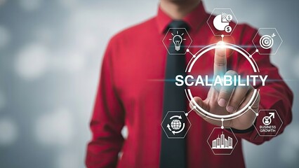 Businessman interacting with scalability concept on digital interface