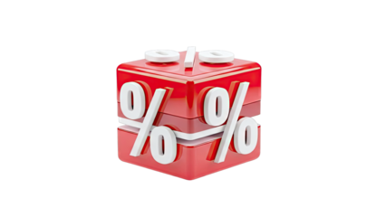 Red Cube with Percentage Symbols