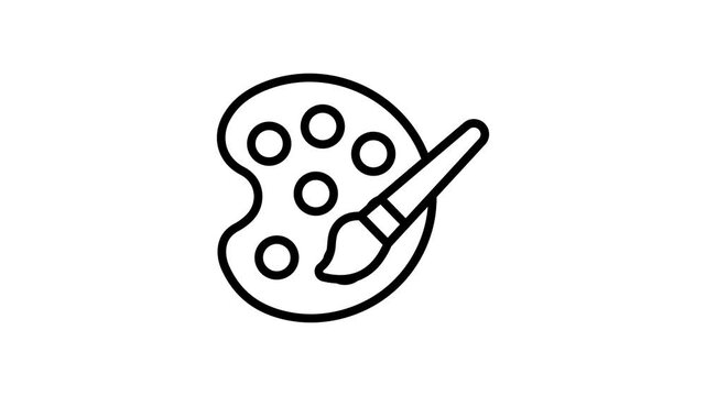 Paint brush with color palette, animated icon of color palette, painting tools vector