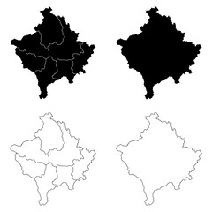 Kosovo Outline and Solid Fill Map Set.