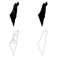 Israel and Palestinian territory Outline and Solid Fill Map Set.