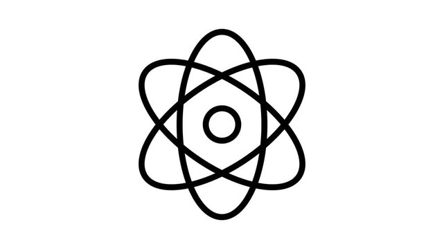 Atom symbol denoting concept animated icon of physics education in trendy style