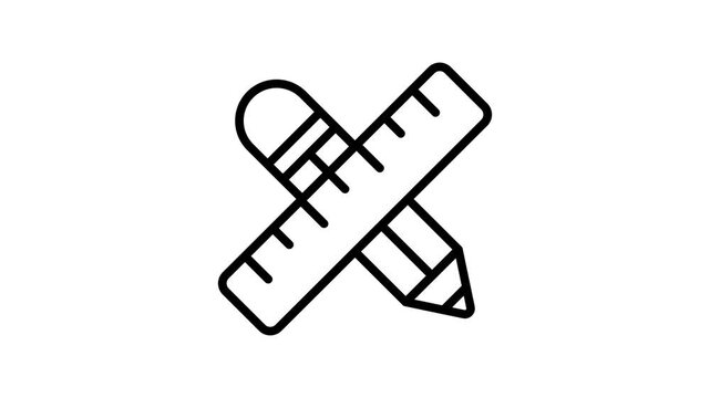 Pencil and ruler denoting animated icon of drafting tools, vector of design tools
