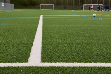 Artificial Football Field with White Marking Lines © Roman