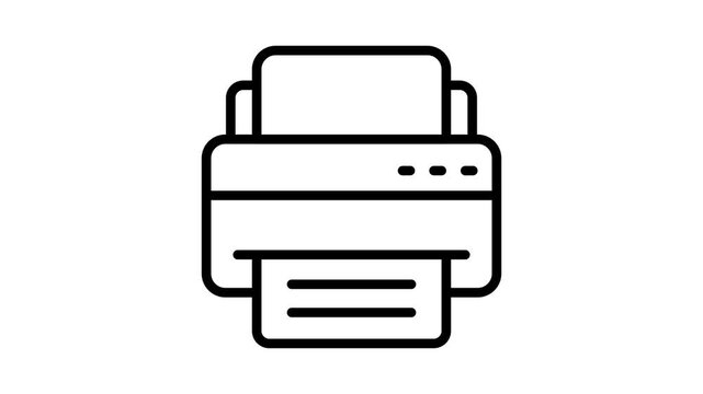 A streamlined printer animated icon representing printing functionality for documents, images, and more