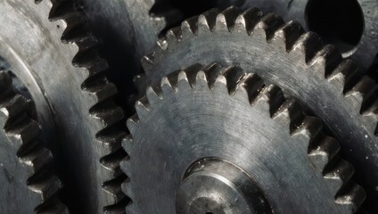 Close-up of interlocking metal gears in a mechanical system.