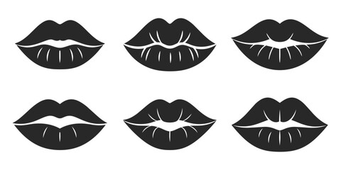 Lips flat icon set