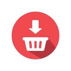 Simple shopping basket icon design and add arrow.