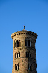 Cylindrical Campanile Bell Tower of Ravenna Cathedral or Duomo di Ravenna Exterior