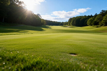 Sunlit Golf Course with Lush Green Fairway