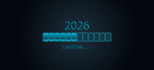 2026 Loading Bar with Progress Indicator progress bar. 2026 against a dark background