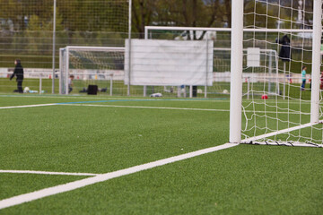 Artificial Football Field with White Marking Lines © Roman