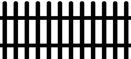 Wooden Fence Icon. Classic Garden Fencing Symbol. Simple Wooden Fence cassic picket fence that embodies simplicity and security with its clean lines and rustic charm.collection of Garden fence wooden.