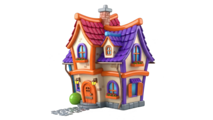 Cartoon house illustration isolated on transparent background