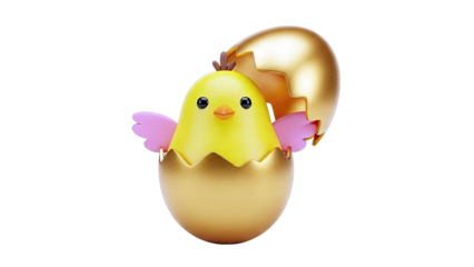 Cute Chick Hatching from Golden Egg