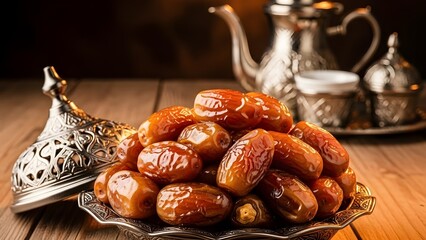 Ramadan ( ramazan ) food or kurma, dried date palm fruits
