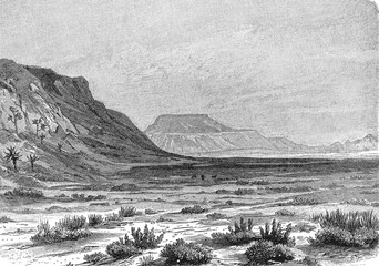 Semi-desert landscape in the Karoo South Africa, 1899