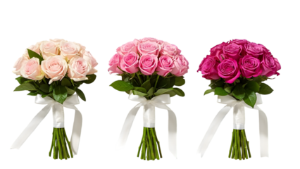 Elegant bouquets of pink and magenta roses