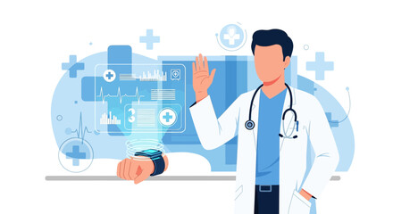 Modern healthcare professional interacting with advanced medical technology interface