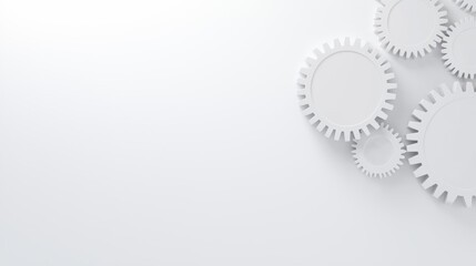 A collection of white gear-like shapes arranged in a diagonal line.