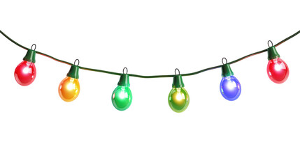 Colorful christmas lights on transparent background