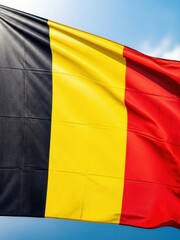 Fototapeta premium Belgian Tricolor Flag in Daylight